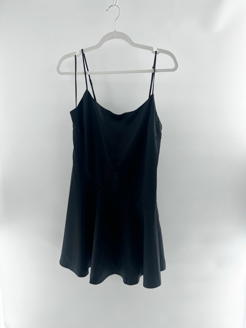 NWT Abercrombie & Fitch Satin Sleeveless Mini Skater Dress Black Women's M tall